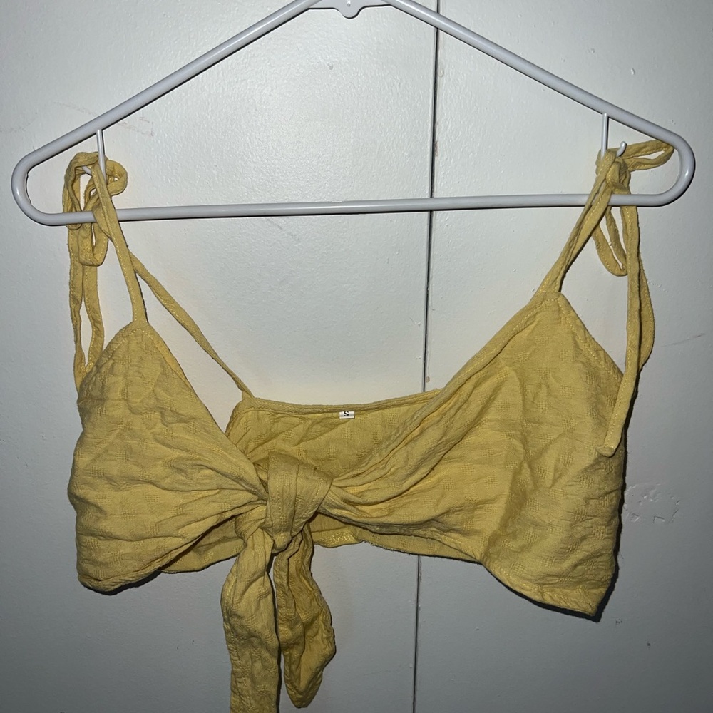 Yellow Tie-Front Crop Top
